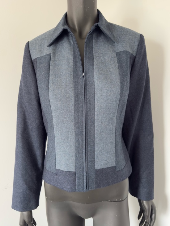 Simon Chang Jackets & Blazers - 108. Simon Chang Wool Two-Tone Blue Zip Jacket